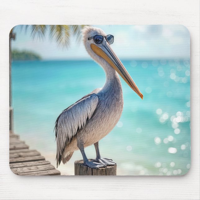 Tapis De Souris Pelican Portant des lunettes de soleil (Devant)