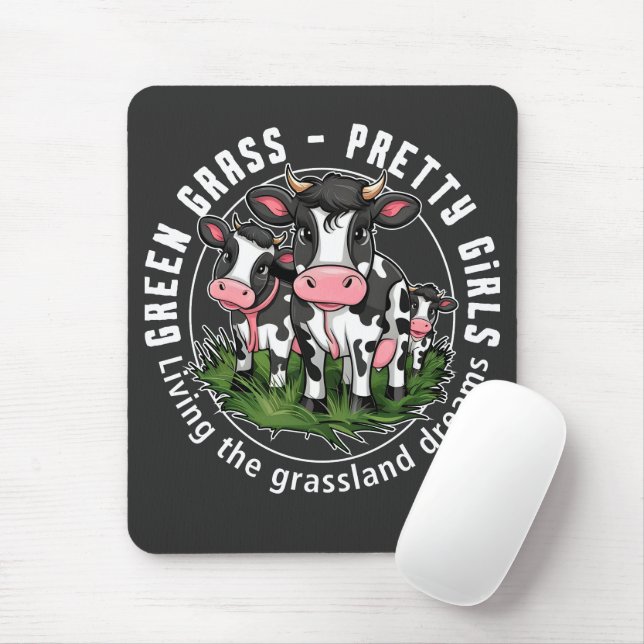 Tapis De Souris Pelouse verte, jolies filles (Avec souris)