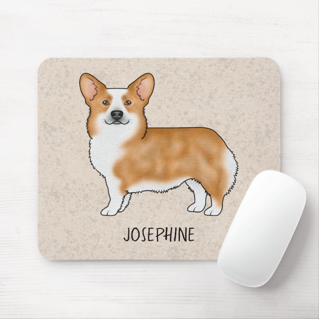 Tapis De Souris Pembroke Welsh Corgi Rouge Chien Mignon Avec Nom P (Avec souris)