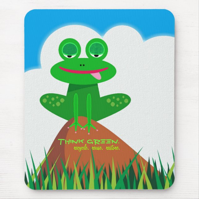 Tapis De Souris Pensez Vert : Recycler, Réutiliser, Restaurer. Car (Devant)
