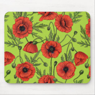 Tapis De Souris Pépites, rouge et vert sur le vert citron