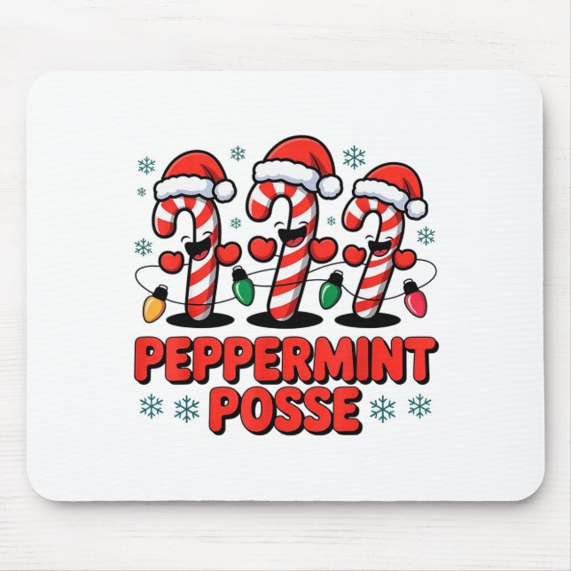 Tapis De Souris Peppermint Sse Candy Cane Funny Christmas Santa Ha (Devant)