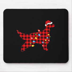 Tapis De Souris Père Noël à carreaux rouge buffle Irish Setter chi