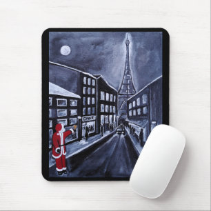 Tapis De Souris Père Noël à Paris Peinture par Alfred Fox