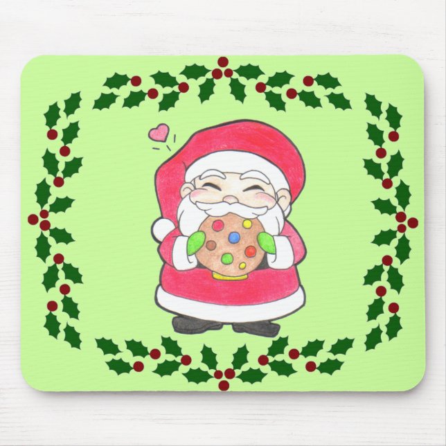 Tapis De Souris Père Noël aime les cookies Mousepad (Devant)