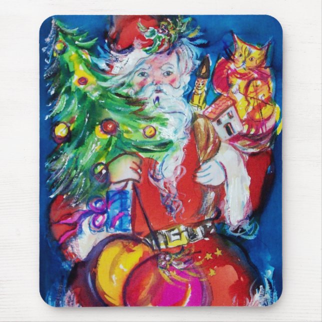 TAPIS DE SOURIS PÈRE NOËL AVEC ARBRE DE NOËL ET CADEAUX (Devant)