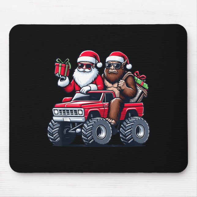 Tapis De Souris Père Noël Bigfoot équitation Monster Camion Noël T (Devant)