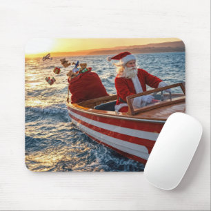 Tapis De Souris Père Noël conduisant un hors-bord
