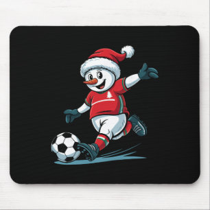 Tapis De Souris Père Noël de Noël Bonhomme de neige Jouant au Foot