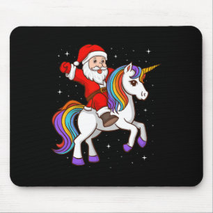 Tapis De Souris Père Noël équitation Unicorn Mystical Animal Xmas