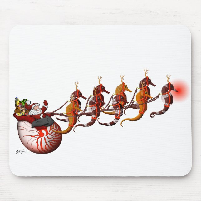 Tapis De Souris Père Noël et hippocampe Sleigh Mousepad (Devant)