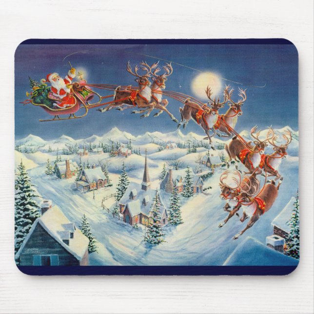 Tapis De Souris PÈRE NOËL et RENNE par SHARON SHARPE (Devant)