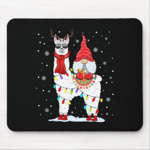 Tapis De Souris Père Noël Gnomes Riding Llama Reindeer Noël Lumièr