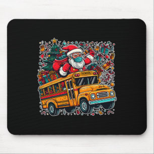 Tapis De Souris Père Noël Mask Riding School Bus Driver Funny Chri