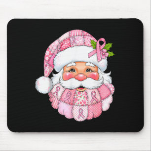 Tapis De Souris Père Noël patchwork rose Ruban rose de sensibilisa