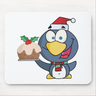 Tapis De Souris Père Noël Penguin avec gâteau de Noël