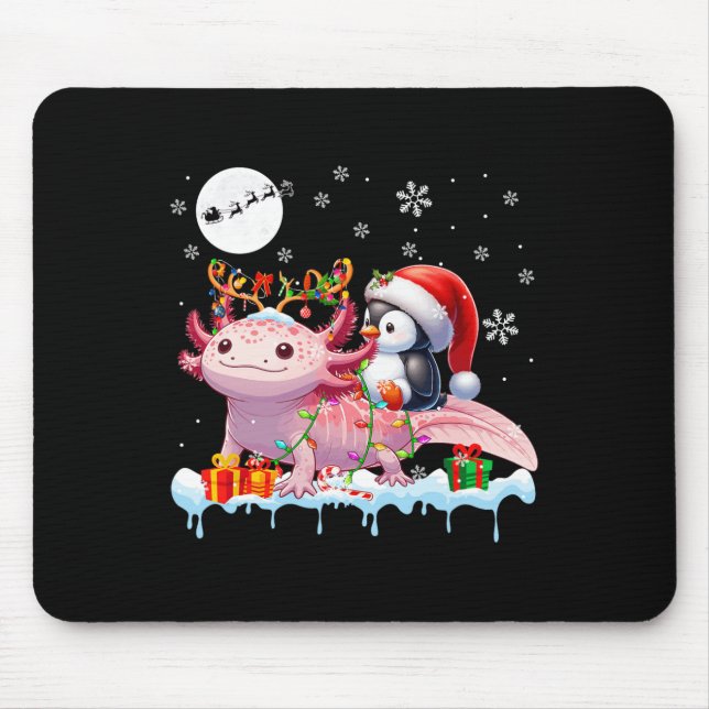 Tapis De Souris Père Noël Penguin équitation Axolotl Reindeer Noël (Devant)