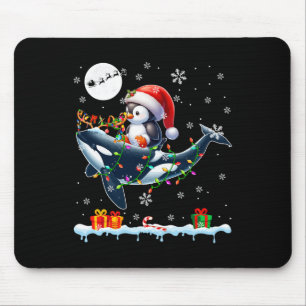 Tapis De Souris Père Noël Penguin équitation Orca Reindeer Christm