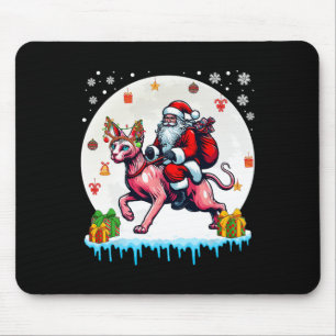 Tapis De Souris Père Noël Riding Reindeer Sphynx Chat Noël Proprié