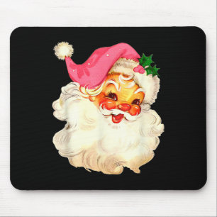Tapis De Souris Père Noël rose Visage Vieux Noël Vintage P