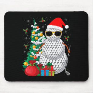 Tapis De Souris Père Noël Snowman Golf Ball Christmas Golfeur