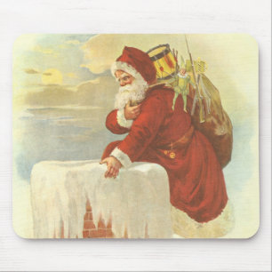 Tapis De Souris Père Noël victorien de Noël vintage dans une chemi