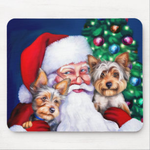 Tapis De Souris Père Noël Yorkies à Noël