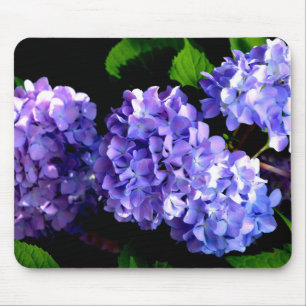 Tapis De Souris Périwinkel hydrangeas fleurs violettes fleurs bleu