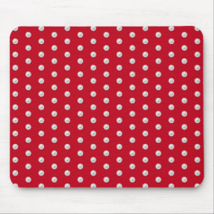 Tapis De Souris perles blanches sur rouge