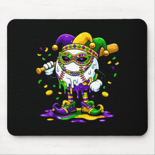 Tapis De Souris Perles de baseball Mardi Gras Fête Amusante Garçon