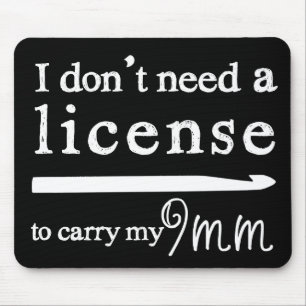 Tapis De Souris Permis Crochet Hook Artisanat noir