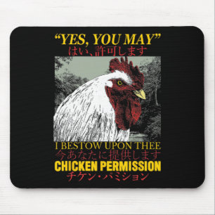 Tapis De Souris Permission de poulet Vintage Coq Japonais _1