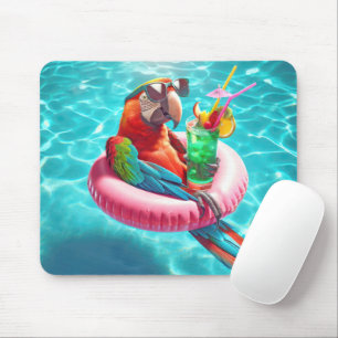 Tapis De Souris Perroquet flottant dans une piscine