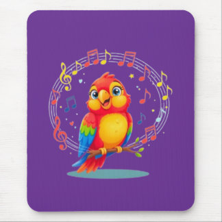 Tapis De Souris **Perroquet qui chante – Illustration mignonne de