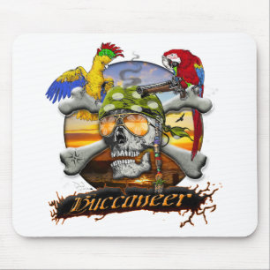 Tapis De Souris Perroquets de pirates Crâne et os croisés