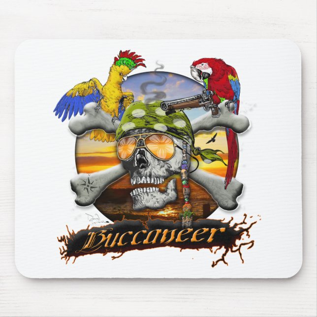 Tapis De Souris Perroquets de pirates Crâne et os croisés (Devant)
