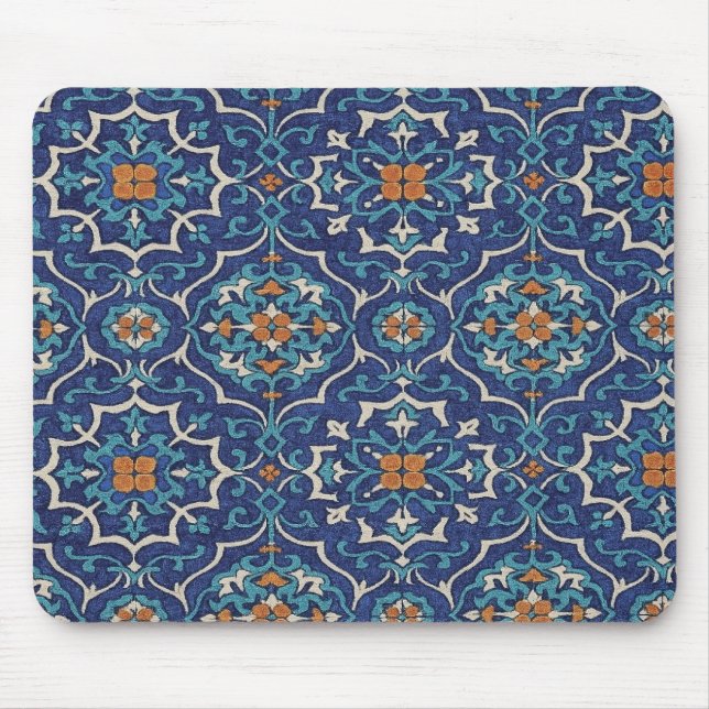 Tapis De Souris Persian Tile Pattern Mouse Pad – Elegant Blue Geom (Devant)
