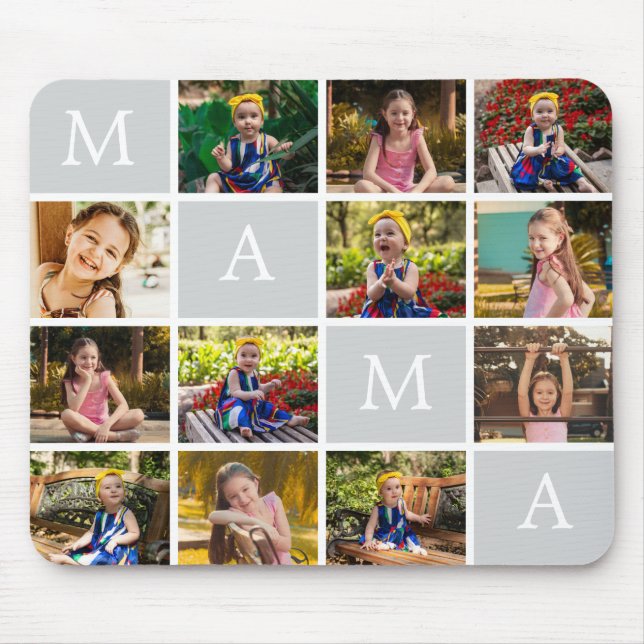 Tapis De Souris Personalized 12 Photo Collage with Custom Text (Devant)