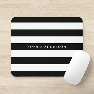 Tapis De Souris Personalized Black and White Stripes