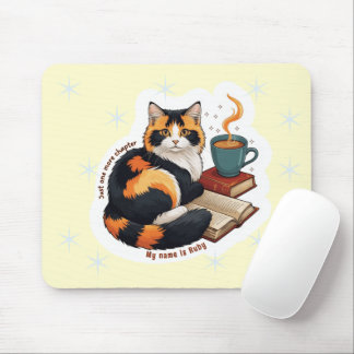 Tapis De Souris Personalized Cozy Calico Cat Reading Mousepad