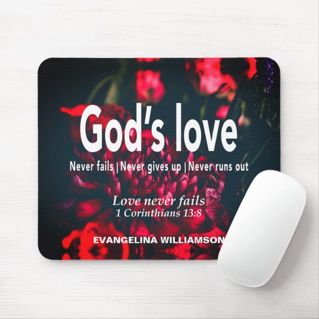 Tapis De Souris Personalized GOD'S LOVE NEVER FAILS Christian (Avec souris)