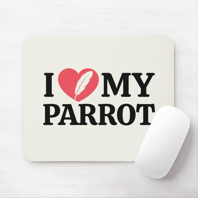 Tapis De Souris Personalized I Love My Parrot Heart Typography (Avec souris)