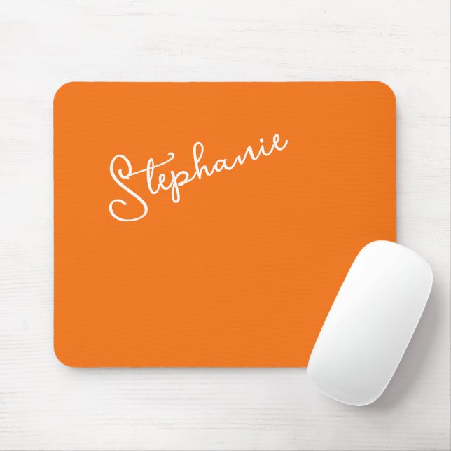 Tapis De Souris Personalized Script Name Minimalist Orange Stylish (Avec souris)