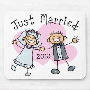 Tapis De Souris Personnages en allumettes juste marié
