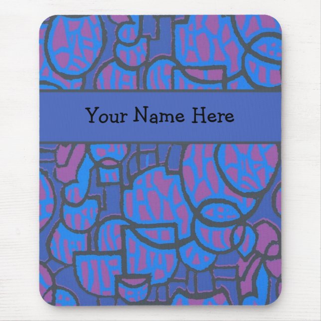 Tapis De Souris Personnalisable Bleu et Magenta Abstrait Mousepad (Devant)