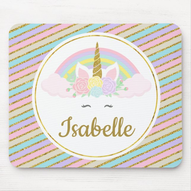 Tapis de souris personnalisable de licorne (Devant)