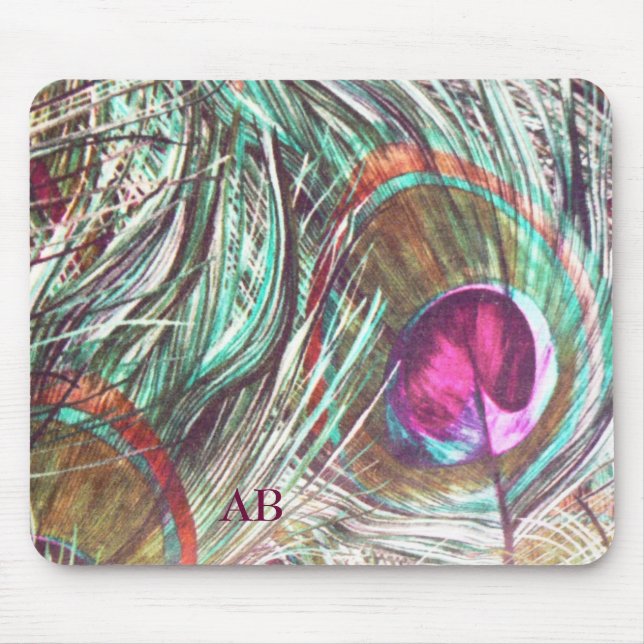 Tapis De Souris Personnalisable : Plumes de paon (Devant)