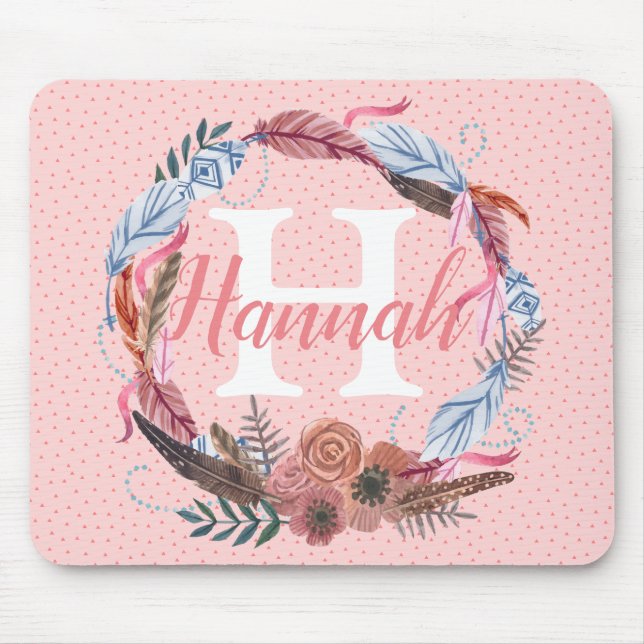 Tapis De Souris Personnalisation de la floraison Boho Personnalise (Devant)