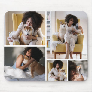 Tapis de souris personnalisé avec 5 photos en coll