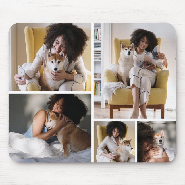 Tapis de souris personnalisé avec 5 photos en coll (Devant)